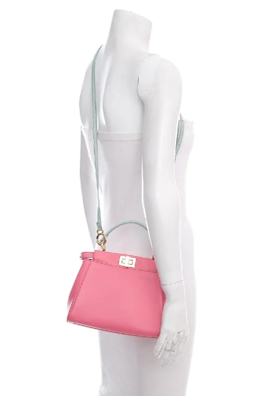 Fendi Sunshine Shopper bags with a structured silhouette and a magnetic - snap closureFendi Pink & Blue Mini Peek-A-Boo Handbag