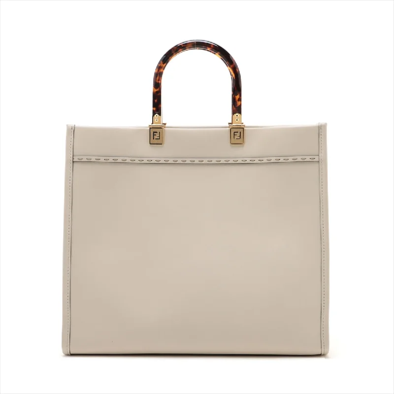 Fendi handbags with a biodegradable leather alternative for an eco - conscious choiceFendi Sunshine Leather 2WAY Bag Ivory 8BH386