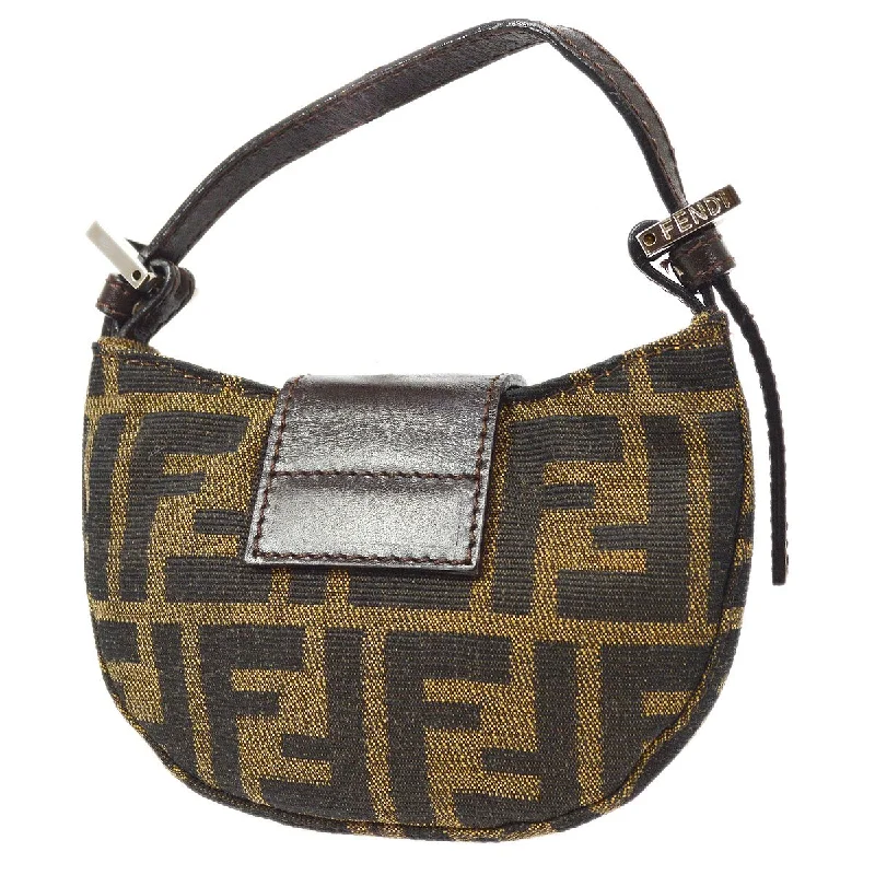 Fendi tote bags with a hand - painted FF pattern for an artisanal and one - of - a - kind touchFENDI Zucca Mini Hand Bag Brown ao34480