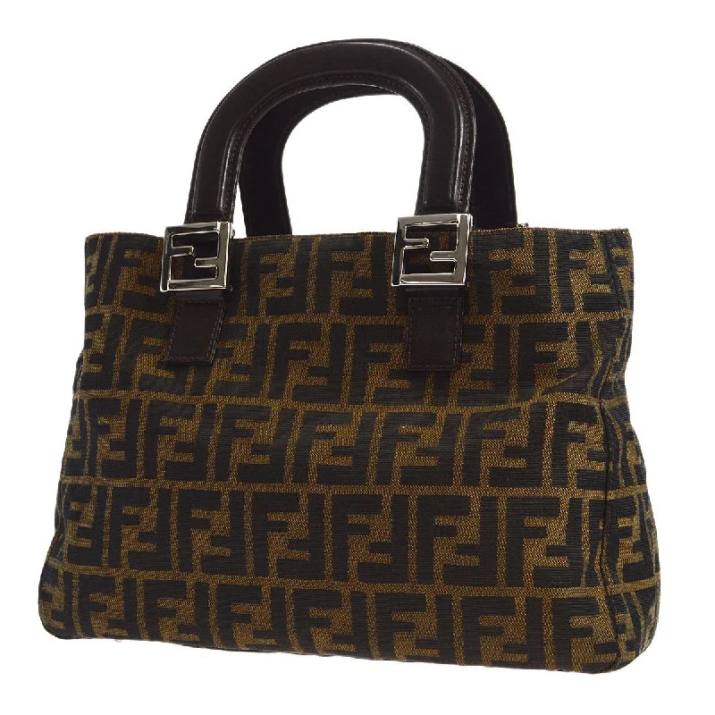 Fendi backpacks with a retractable handle for easy transportationFENDI Zucca Tote Handbag Brown 96410