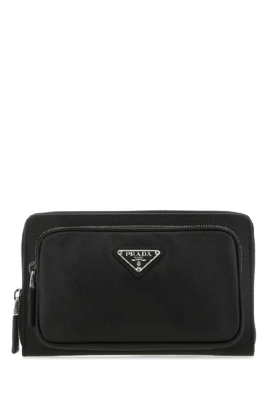 Prada Galleria bags with a structured silhouette for a professional lookPrada Man Black Leather Crossbody Bag