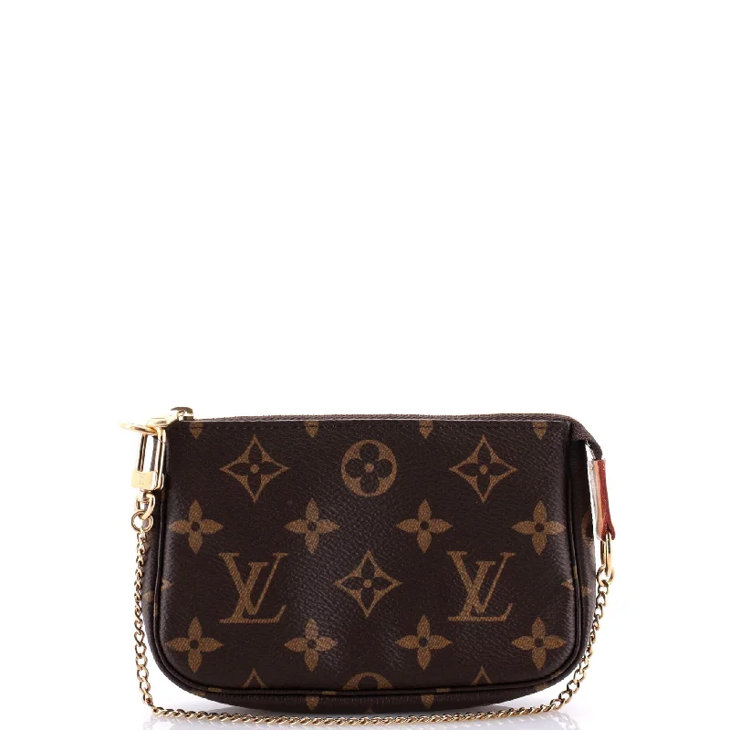 Ladies Prada handbags with a detachable wallet inside for added conveniencePochette Accessoires Monogram Canvas Mini