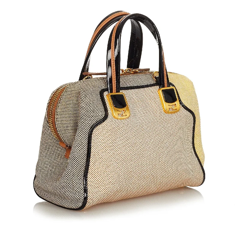 Fendi bags with a back - zip pocket for storing valuables securelyFendi Colorblock Canvas Chameleon Handbag (SHG-24876)