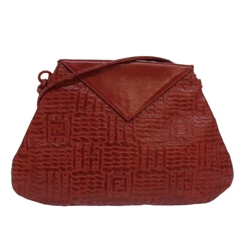 Fendi bags with a magnetic - closure card holder inside for easy access to cardsFENDI Shoulder Bag Leather Red  80075