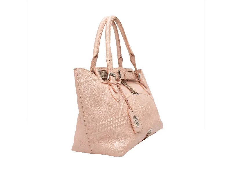 Ladies Fendi shoulder bags with a hidden magnetic pocket for discreet storagePink Fendi Selleria Villa Borghese Tote Bag