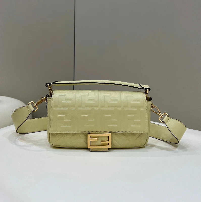 Fendi bags with a touch - screen - friendly pocket for using devices without taking them outFendi Baguette Khaki Crossbody Bags