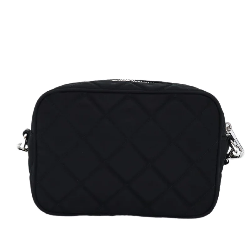 Prada handbags with a metal - framed clasp for durability and stylePRADA Shoulder Bag Nylon Black 1BH028  74728A