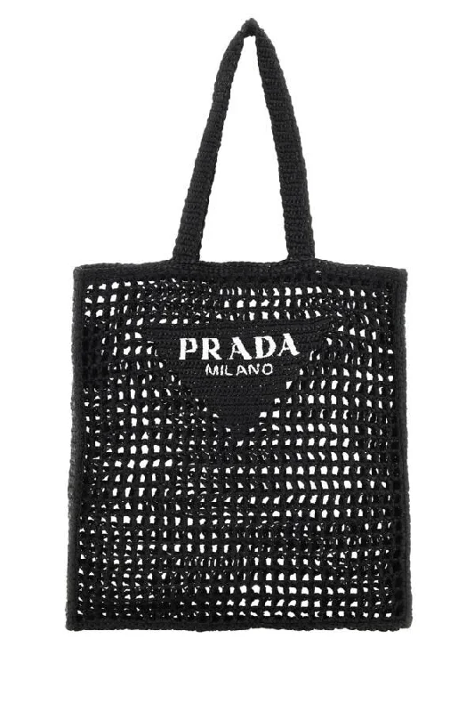 Prada Cleo bags with a snakeskin - effect panel for a bold and trendy lookPrada Man Black Raffia Shopping Bag