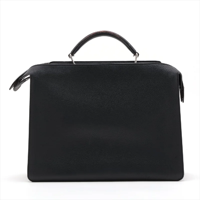 Ladies Fendi Peekaboo bags with a hand - stitched leather handle for artisanal charmFendi Peekaboo ICEYU Medium Leather Business Bag Black 7VA529