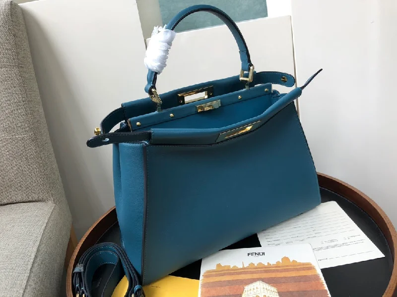 Fendi tote bags with a water - resistant lining for practicality during rainy daysFendi Handle Bag Blue For Woman 12.6in/32cm