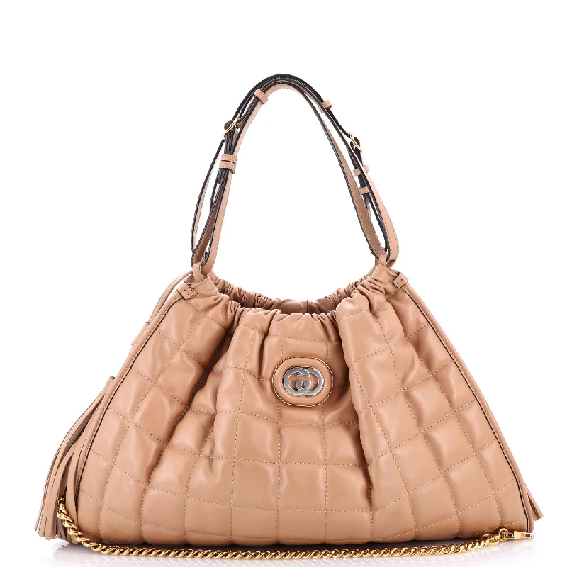 Ladies Prada shoulder bags with a wide - width strap for enhanced comfortDeco Tote Matelasse Leather Medium