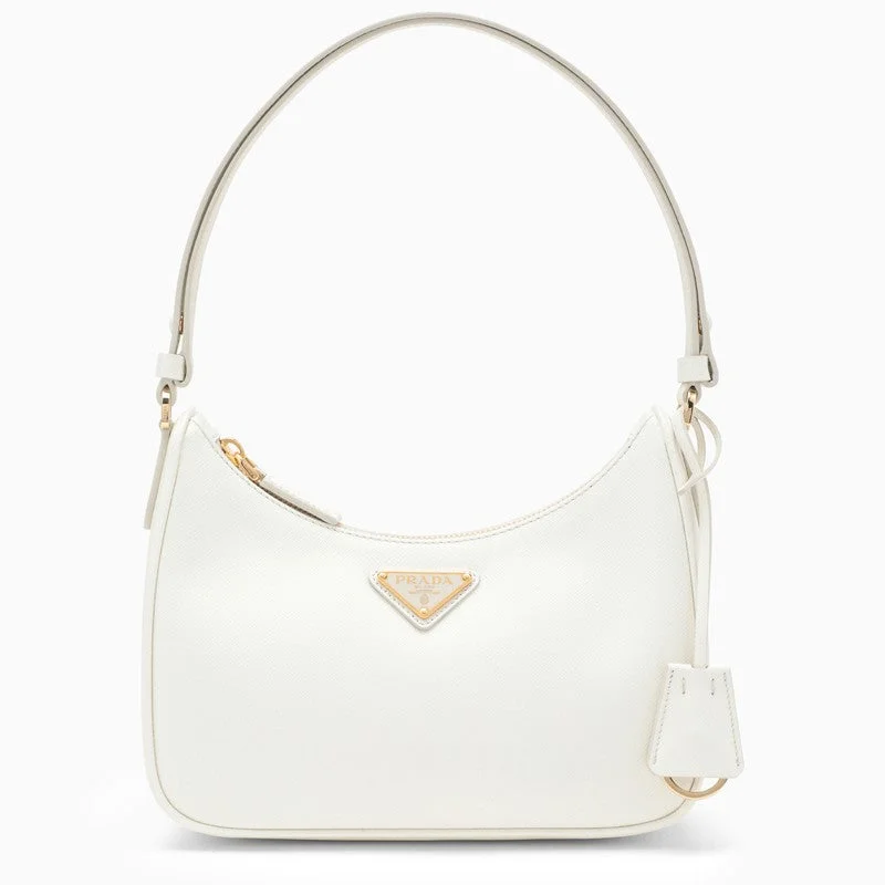 Prada bags with a detachable mirror inside for quick touch - upsPrada Re-Edition White Mini Bag In Saffiano Women