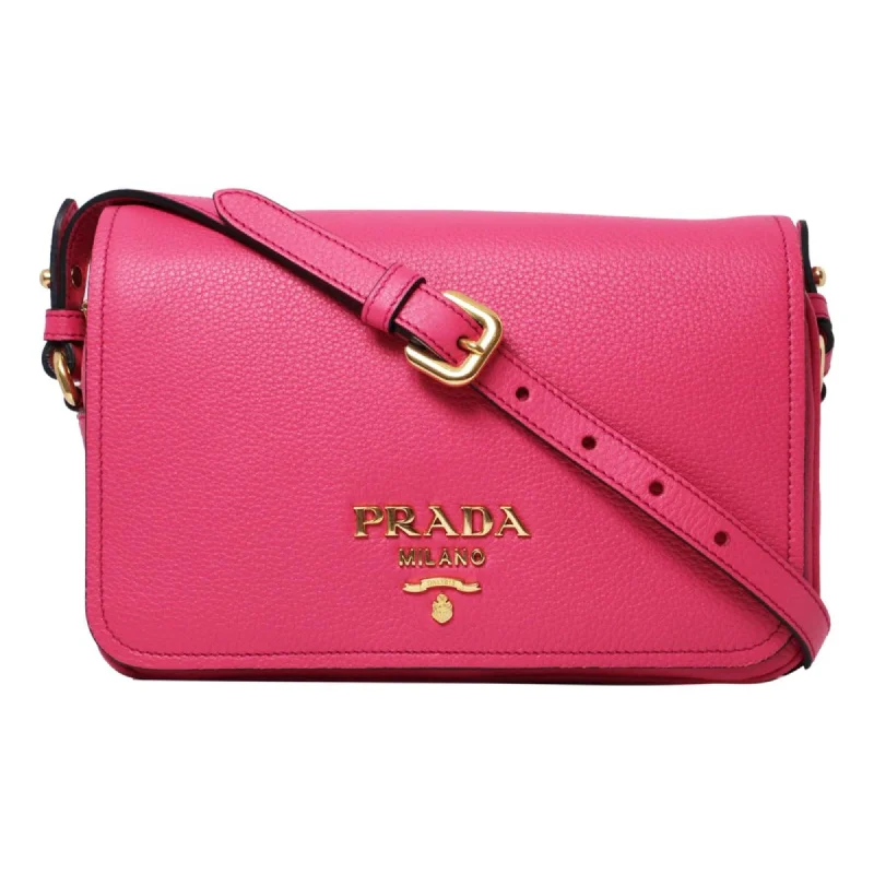 Prada handbags with a perforated leather detail for a unique and breathable designPrada Vitello Phenix Peonia Leather Flap Crossbody Bag