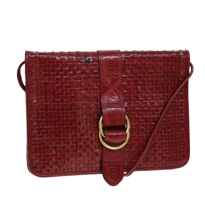 Ladies Fendi shoulder bags with a quilted leather exterior for a luxurious and cozy lookFENDI Shoulder Bag Leather Red  74127