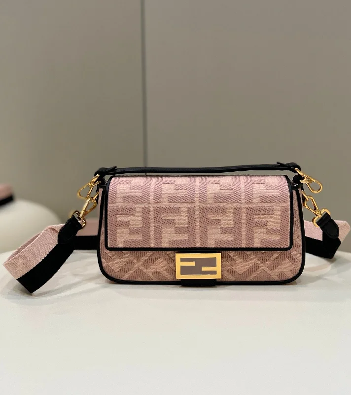 Fendi tote bags with a reinforced bottom for increased durabilityFendi Baguette Light Pink Crossbody Bags