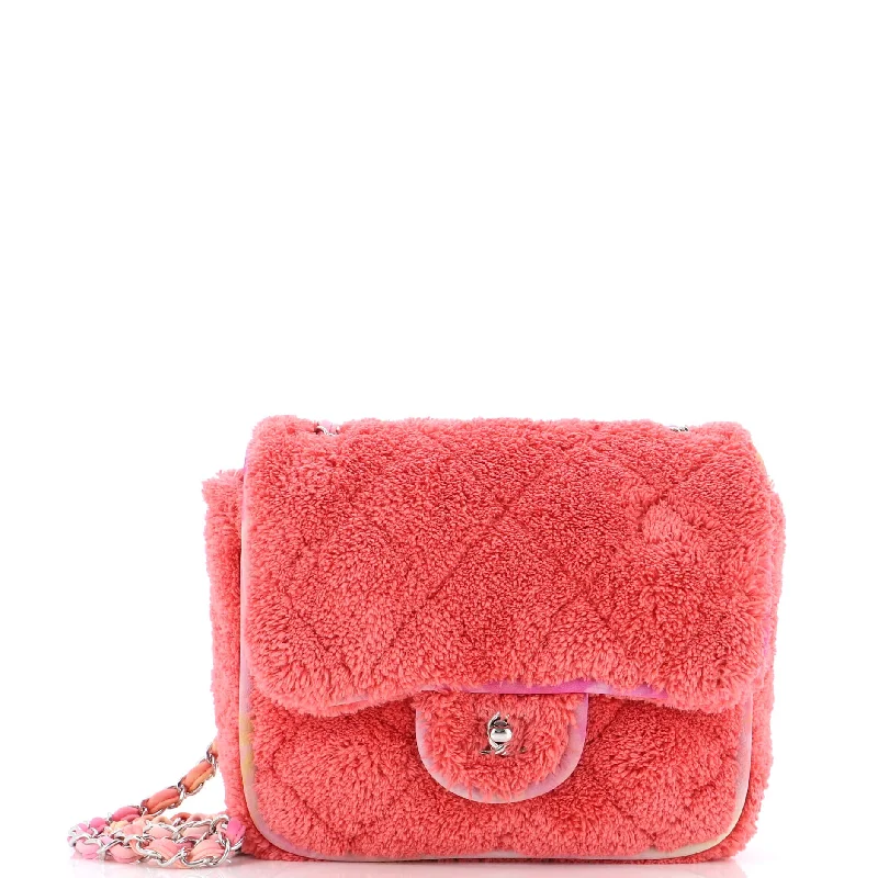 Prada Cleo bags with a crystal - embellished logo for added luxuryClassic Single Flap Bag Quilted Terry Cloth and Ribbon Small