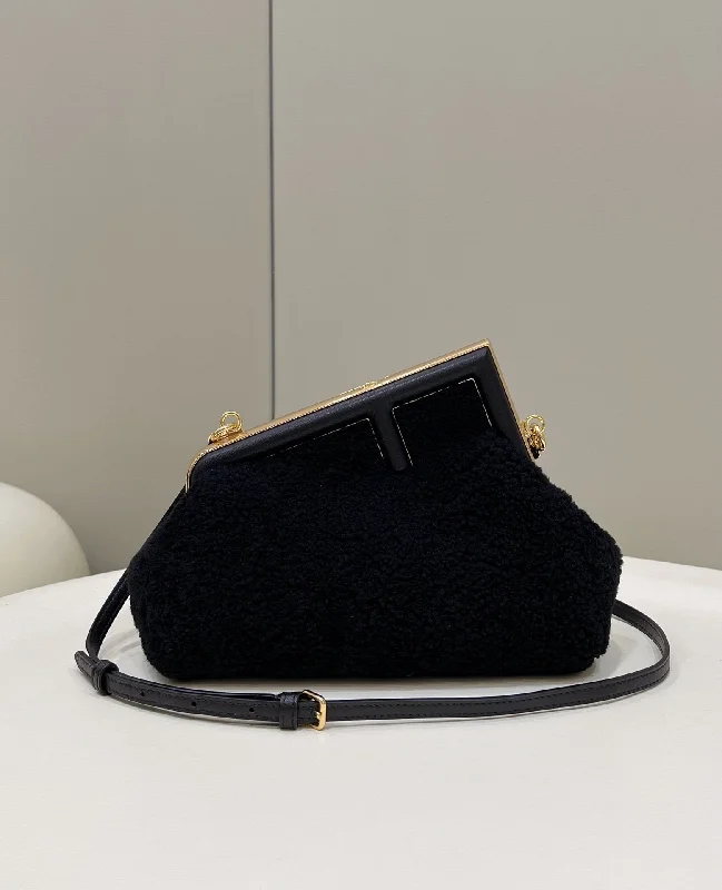 Fendi backpacks with a ventilated back panel for improved air circulationFendi Fendirst Small Black Mink Bag For Woman 26cm/10in