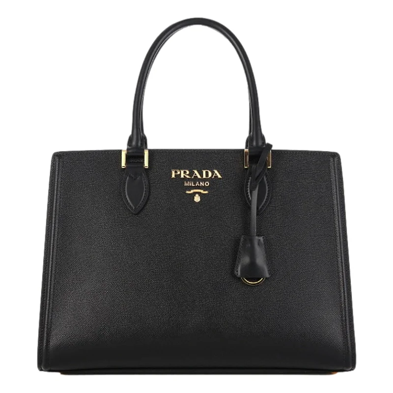 Medium - sized Prada tote bags in classic black for everyday versatilityPrada Saffiano Lux Black Leather Large Crossbody Satchel Bag