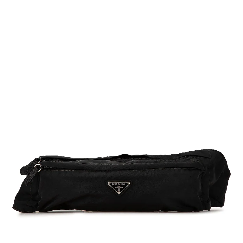 Ladies Prada shoulder bags with a wide - width strap for enhanced comfortBlack Prada Tessuto Belt Bag