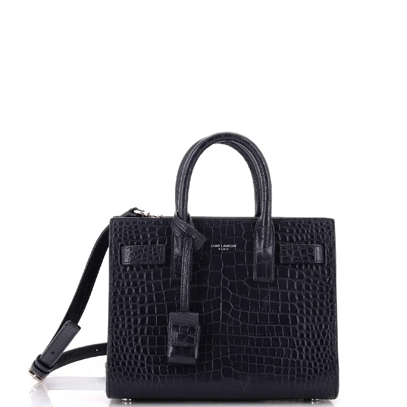 Prada handbags with a patent - leather finish for a shiny and sophisticated appearanceSac de Jour NM Bag Crocodile Embossed Leather Nano