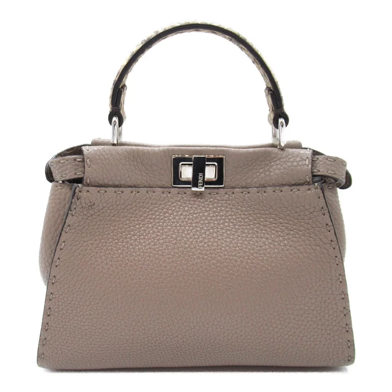 Fendi bags with a chain - link trim and a leather body for a modern and edgy lookFendi Fendi Peak Booth Mall 2w Shoulder Bag 2way Shoulder Bag Leather Pearson  Grey Grey 8BN244