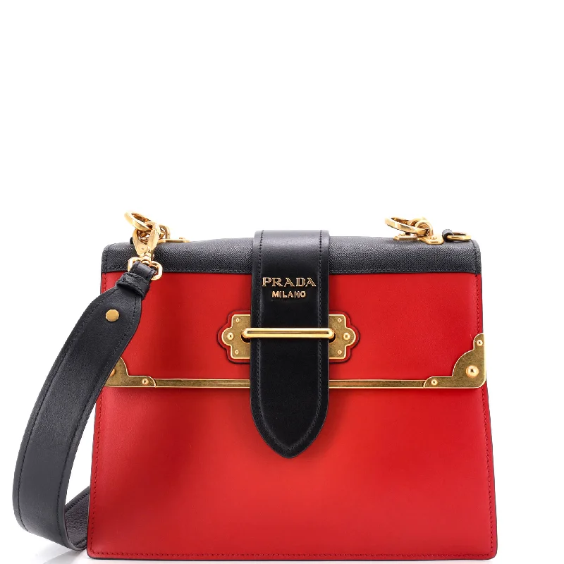 Prada bags with a back - zip pocket for storing valuables securelyCahier Convertible Shoulder Bag City Calf and Saffiano Medium