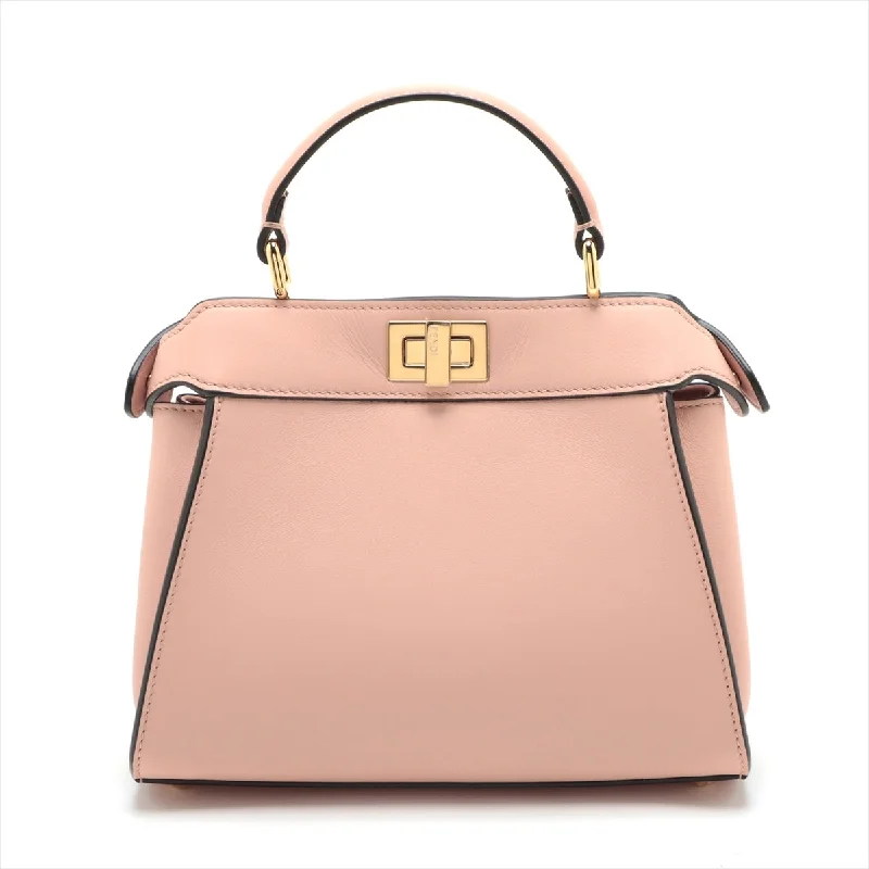 Fendi bags with a back - zip pocket for storing valuables securelyFendi Mini Peekaboo Leather 2WAY Handbag Pink 8BN244