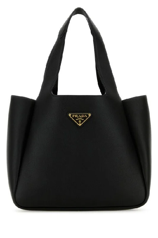 Ladies Prada Galleria bags with a detachable shoulder strapPrada Woman Black Leather Handbag