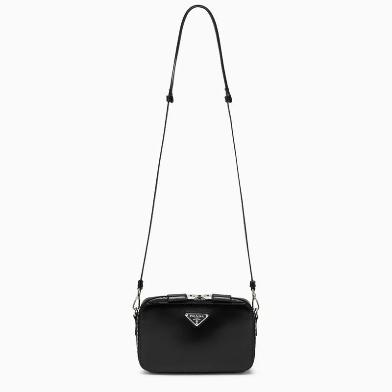 Ladies Prada shoulder bags with a wide - width strap for enhanced comfortPrada Prada Brique Bag In Black Brushed Leather Men