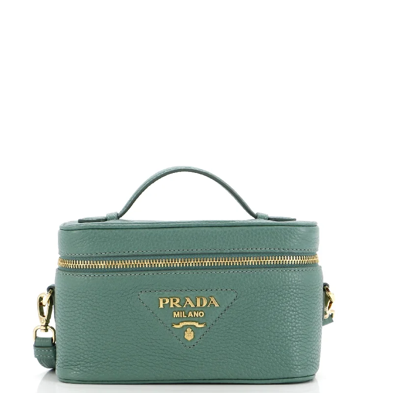 Ladies Prada shoulder bags with a single - handle design for simplicityConvertible Top Handle Vanity Shoulder Bag Vitello Daino Mini