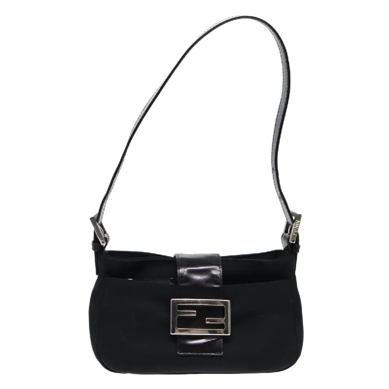 Fendi By The Way bags with a large capacity and a drawstring closureFENDI Shoulder Bag Nylon Black Silver  ep5624