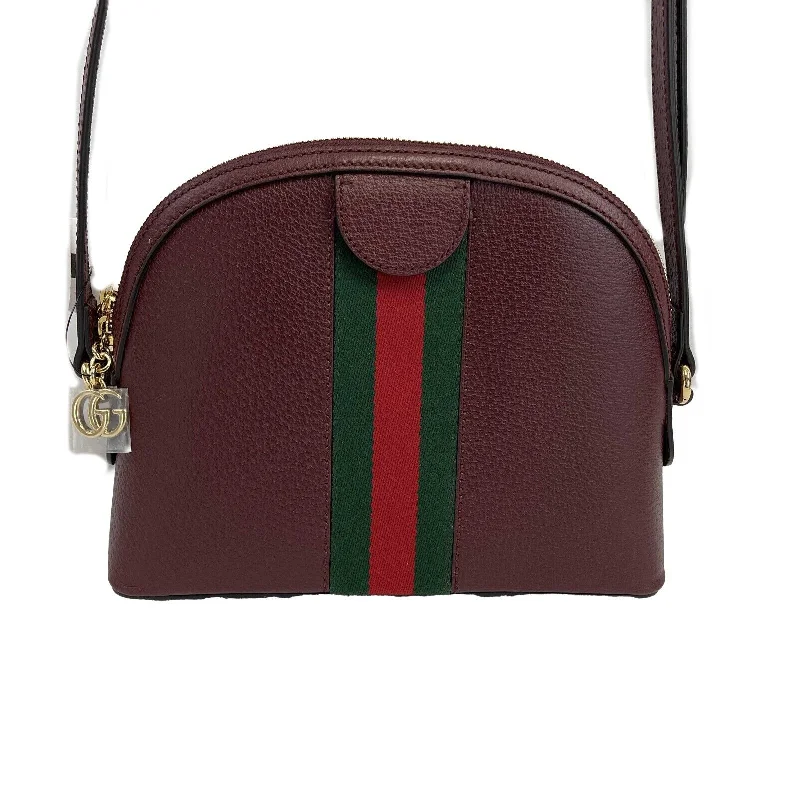 Medium - sized Women Gucci handbags for everyday useGUCCI - NEW Ophidia Small Shoulder Burgundy GG Leather Crossbody