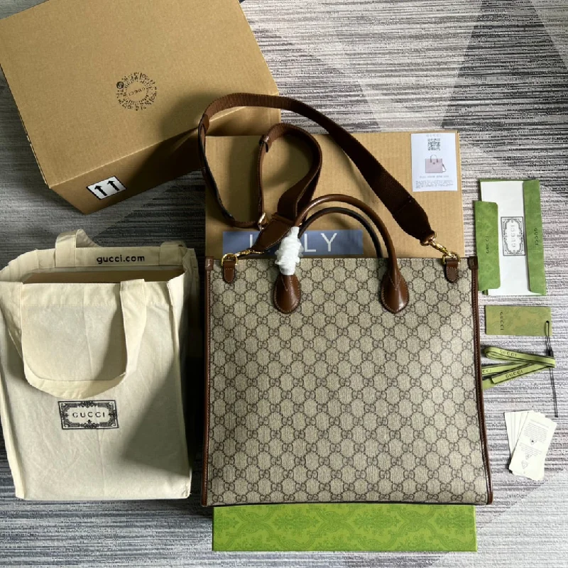 Women Gucci bags with a chain - link trim and a leather bodyGucci  Medium Tote Bag  With Interlocking G