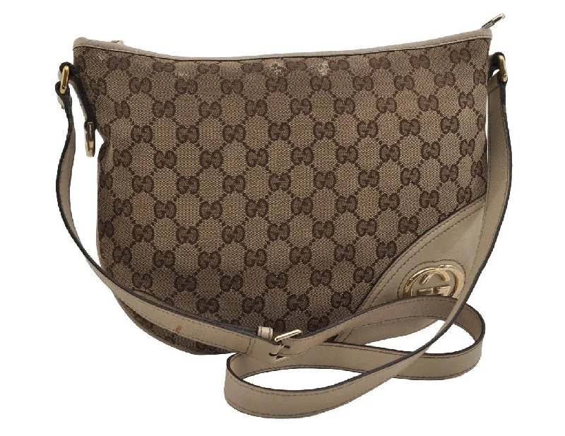 Gucci Marmont bags for women with quilted leather exteriorsAuthentic GUCCI New Britt Shoulder Bag GG Canvas Leather 169998 Brown 3119I