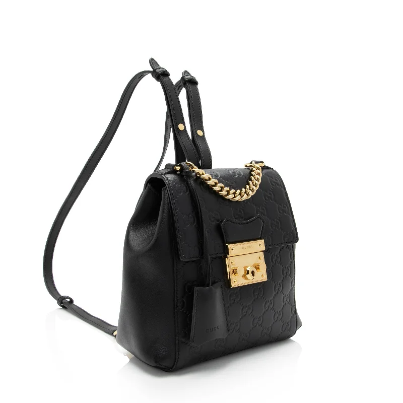 Gucci tote bags for women with a water - resistant coatingGucci Guccissima Leather Padlock Backpack (c7hvo3)