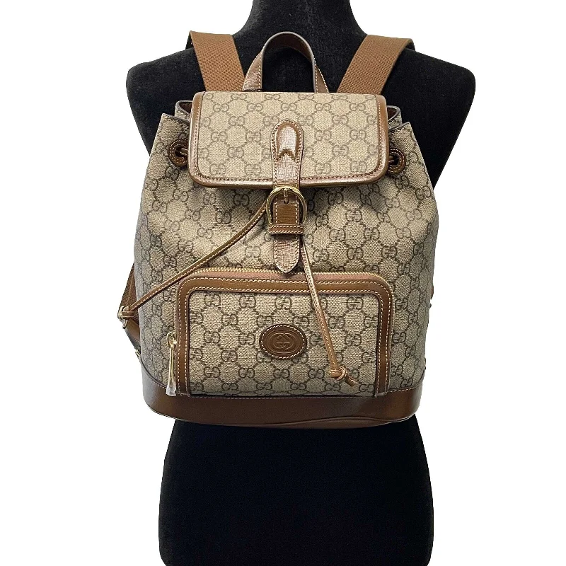 Women Gucci Sylvie bags with a monogram - embossed leatherGUCCI - NEW Backpack With Interlocking G - Beige / Brown Monogram Backpack