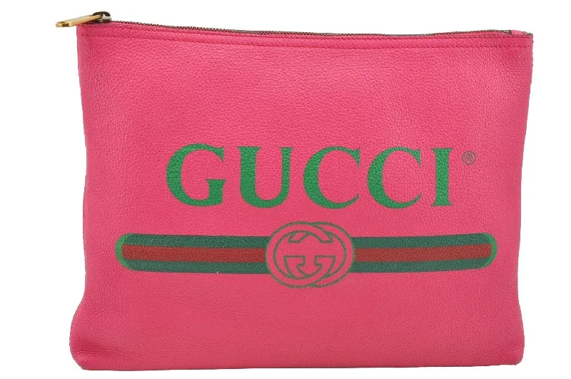 Gucci Marmont bags for women with a contrast - colored interiorAuthentic GUCCI Portfolio Clutch Hand Bag Purse Leather 500981 Pink 2734I