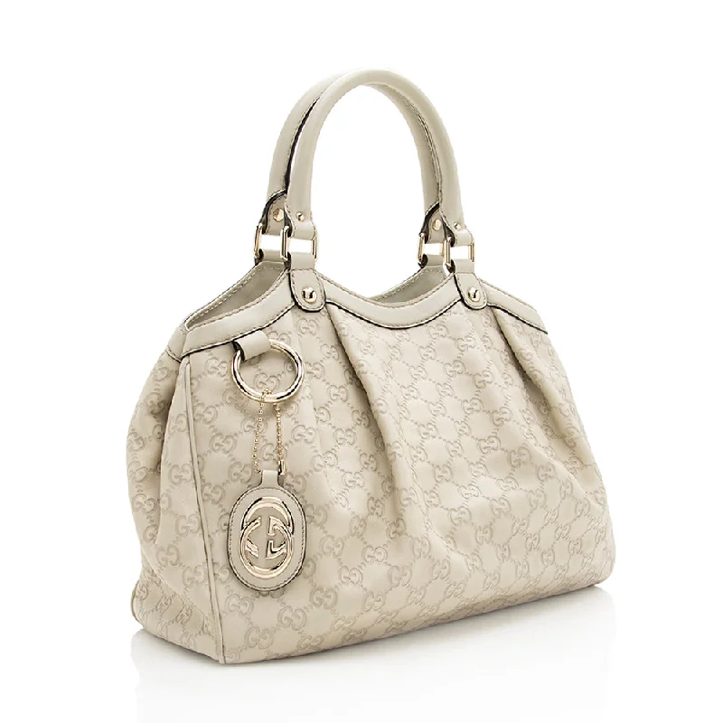 Women Gucci Sylvie bags with a leather - wrapped handleGucci Guccissima Leather Sukey Medium Tote (SHF-18346)